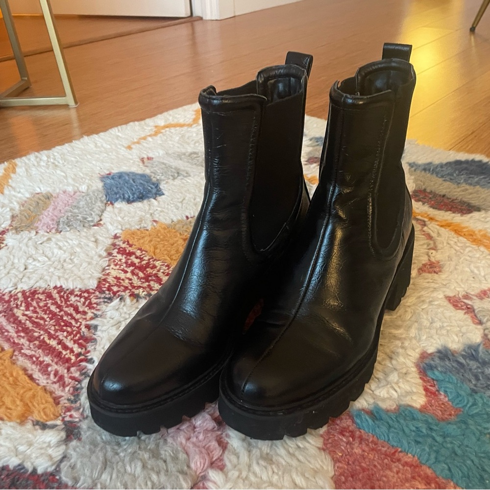 Dolce Vita Black Leather Chelsea Booties